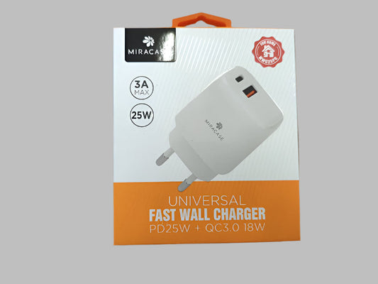 מטען קיר 25W  universal דגם  מבית MIRACASE PD25W