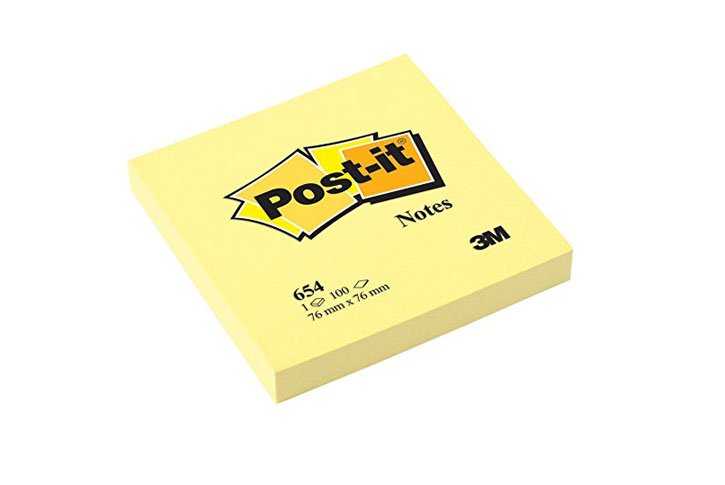 מזכריות ממו צהוב 100 דף 75X75 מ``מ 654 3M