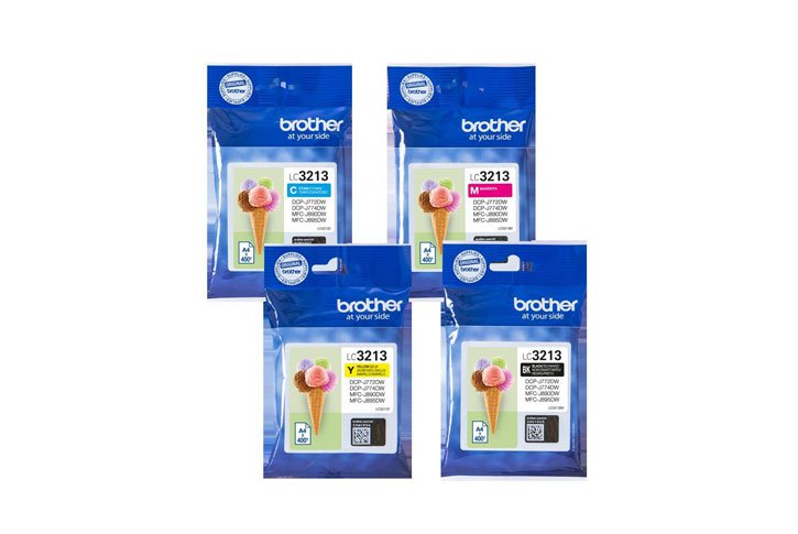 סט ראשי דיו מקורי BROTHER LC3213 BK+C+M+Y