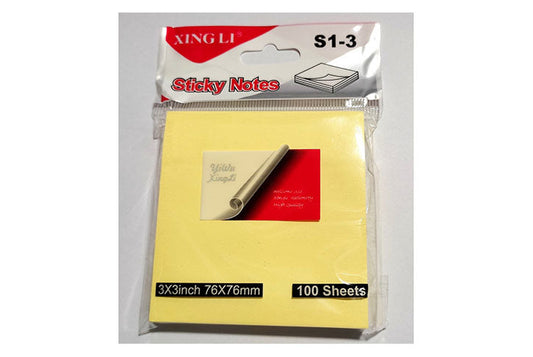 מזכריות ממו צהוב 100 דף 76X76 מ``מ XINGLI